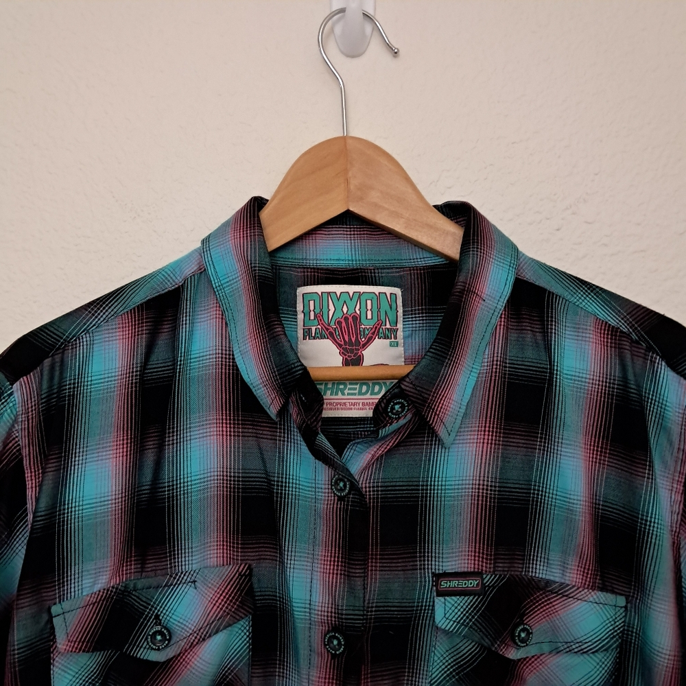 Women's Dixxon Shreddy Plaid  Button Down Shirt - Picture 2 of 10